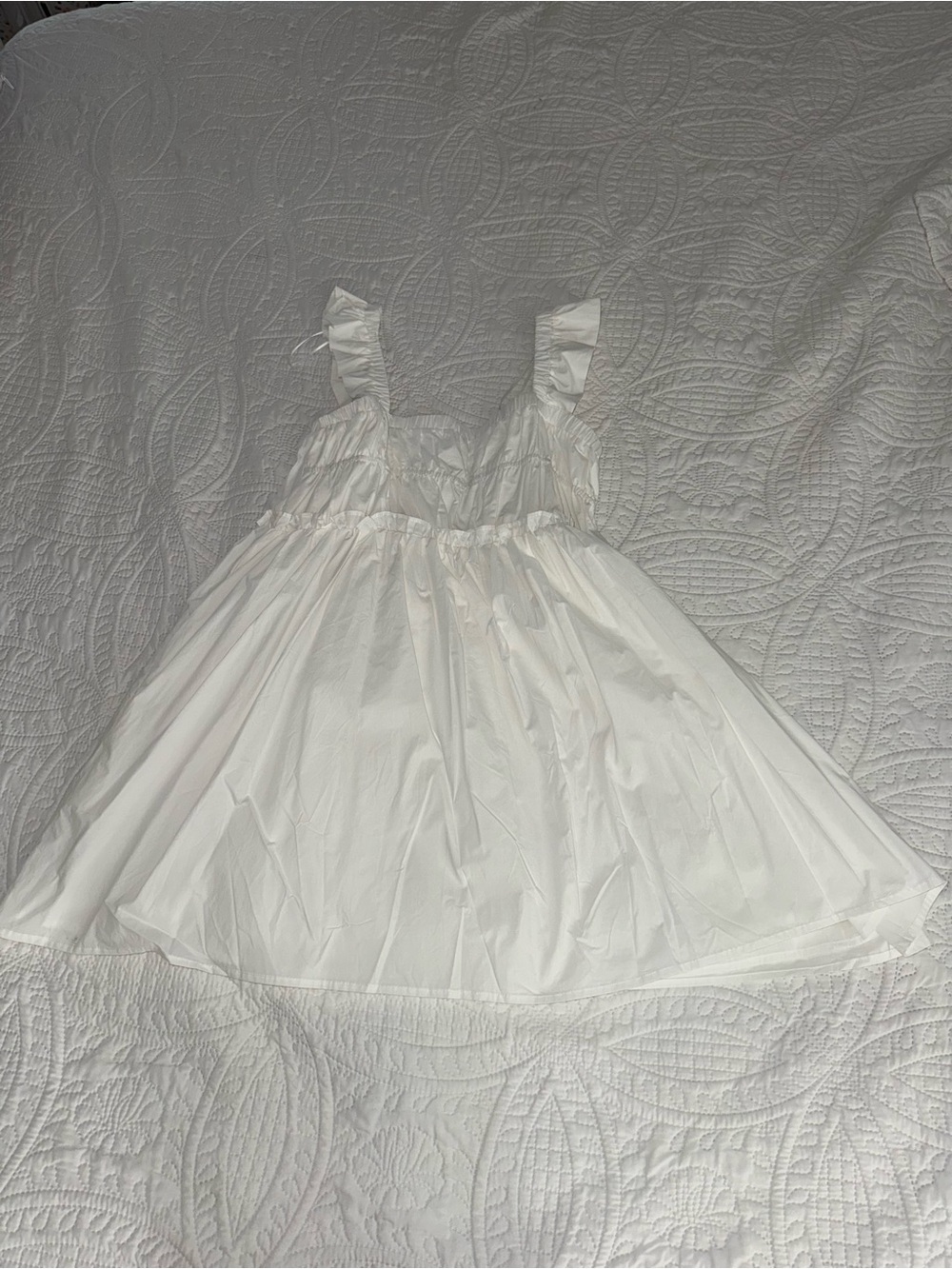 moodie White Ruffle-Strap Midi Dress